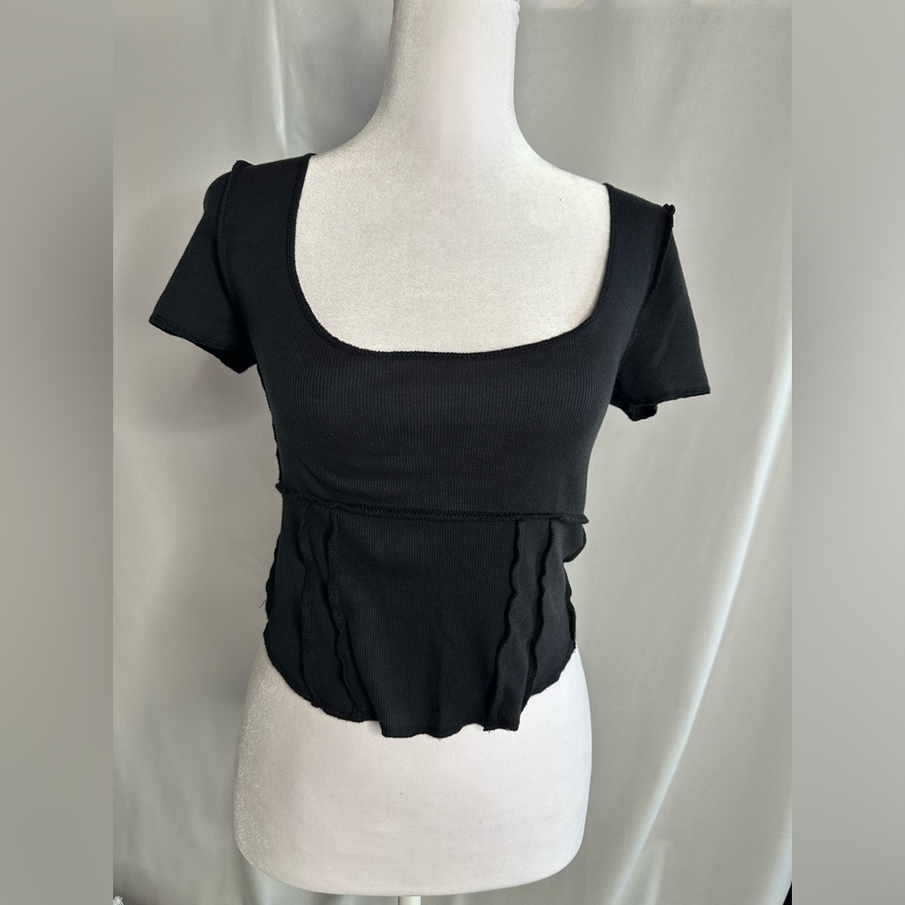 Urban Outfitters Black Exposed Seam Crop Top Size M. - Picture 3 of 7